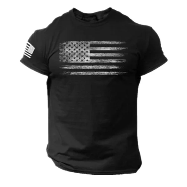 USA Distressed Flag Men T Shirt Patriotic American Tee