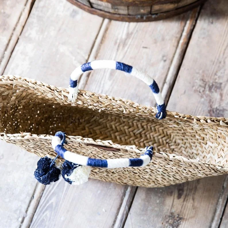 Natural Vietnam Bamboo Rattan Straw Seagrass Water Hyacinth  Handbag For Woman And Girl For Summer Beach Trips And Outings