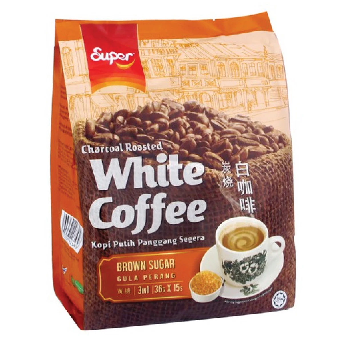 Super 3 in 1 Charcoal Roasted White Coffee Classic (15 x 40g)