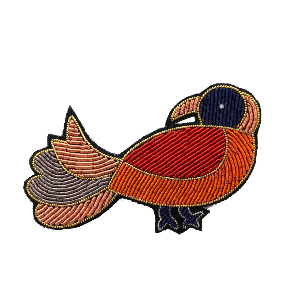 FULLY HAND EMBROIDERED Design Handmade fashion clothing Embroidery Badge Pin Fixed