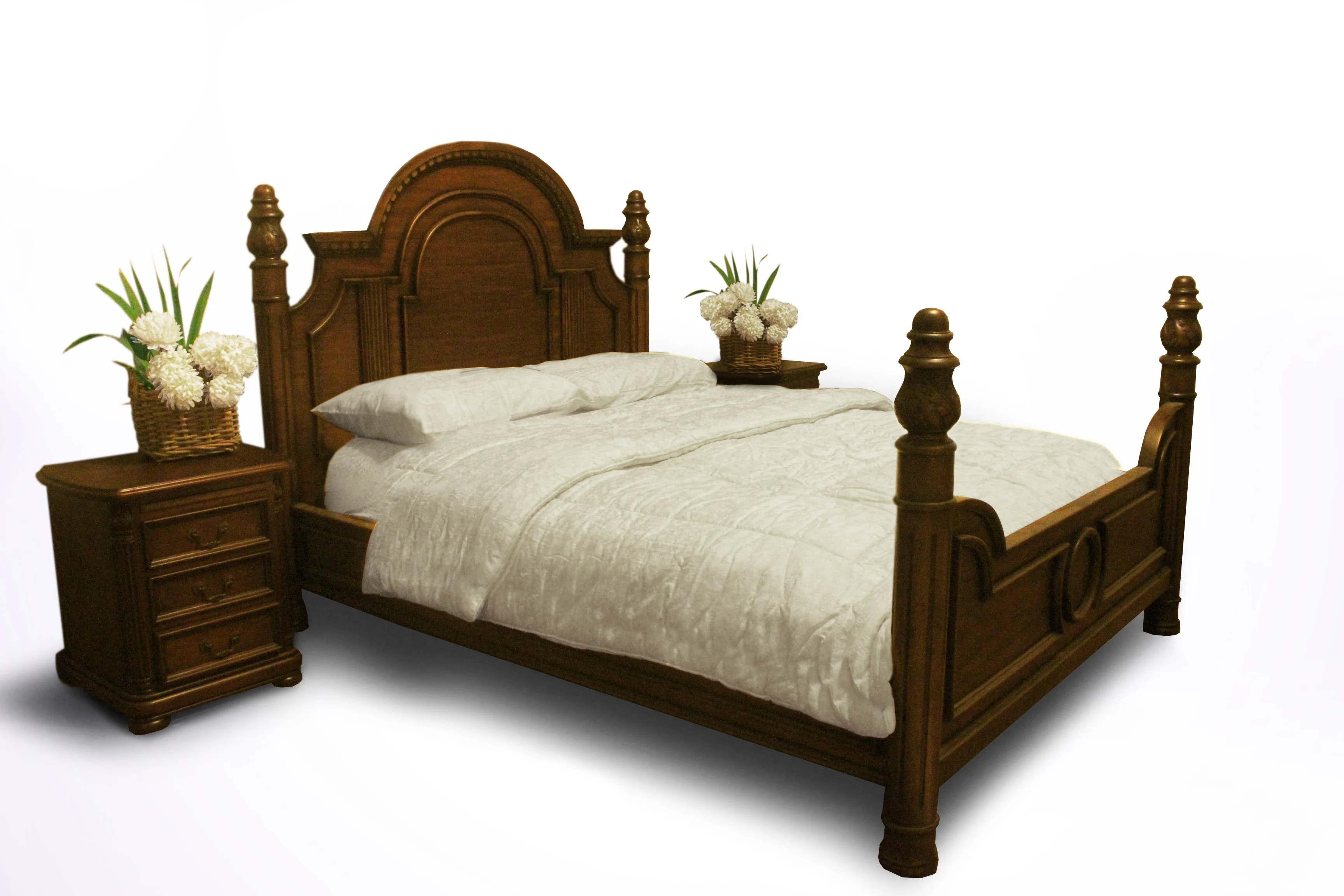 Jena Classic Mahogany Poster Bed Hand Carved