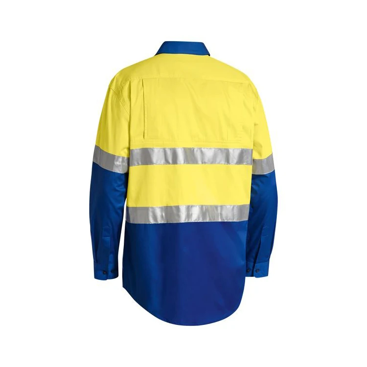 New Work shirt Two tone hi vis 100 cotton shirts rip stop spliced color hi vis work shirt