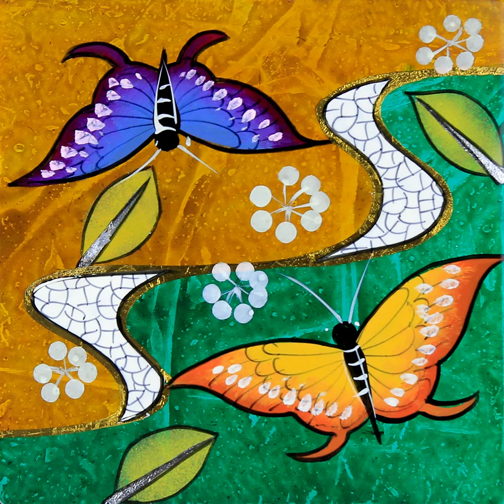 
Wooden Lacquer Box Hand-painted Square Storage Box Case for Keepsakes Small Gifts 