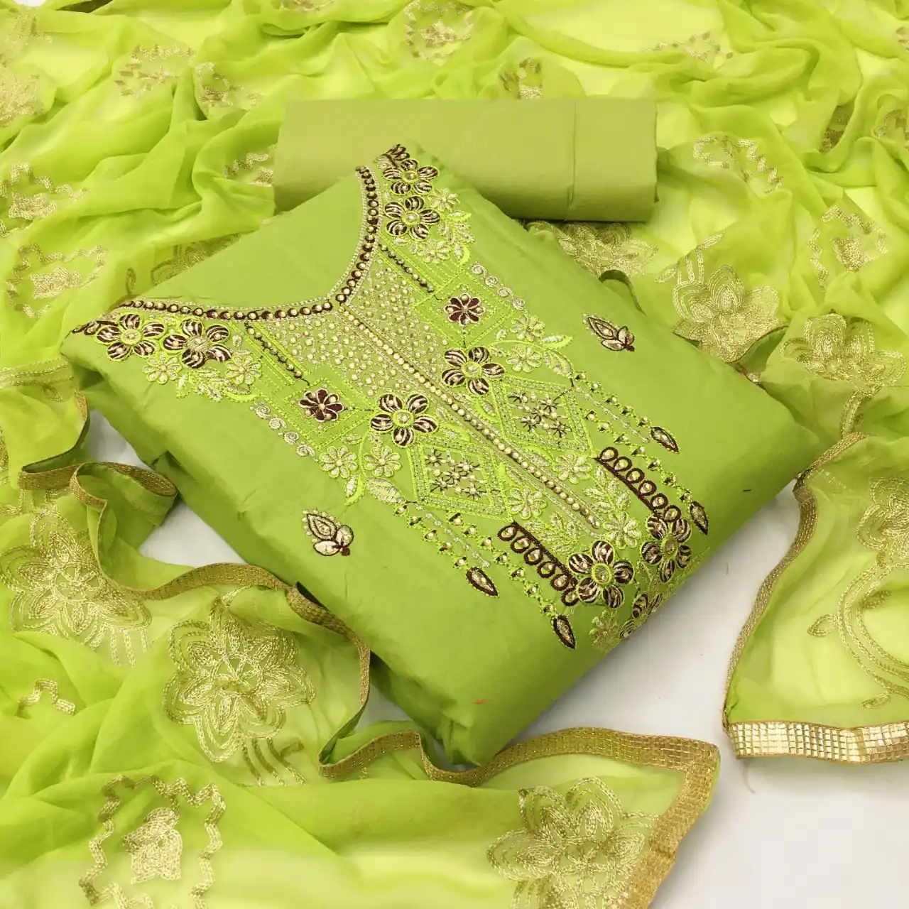 Хлопковая женская одежда Chanderi ручной работы Salwar Kameez с Nazneen Dupatta новейший дизайн