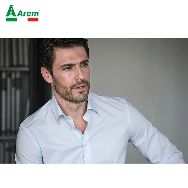 For B2B Button collar Cotton Elastane Fused collar cuffs Back yoke darts back Curved hem men Stretch Luxury Shirt corporate