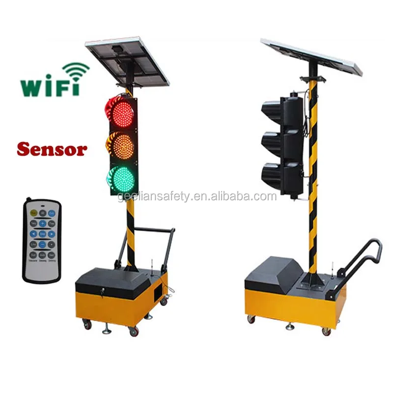 
Movable Portable 4 Sides Wireless Work Solar Traffic Led Mobile Pedestrian Crossing Warning Signal Flashing Light With Trolley 