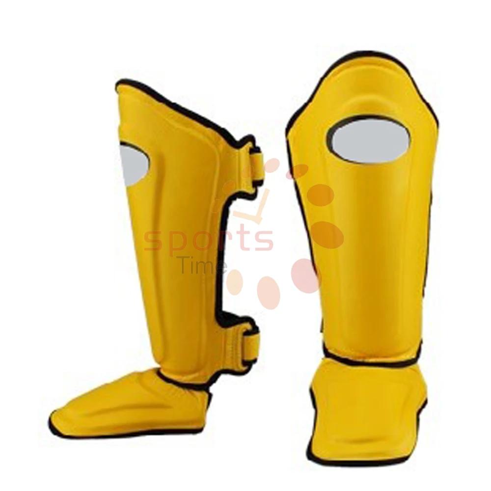 Top Quality Sports Safety Leather Shin Guards For Muay Thai Kick Boxing Sparring Training Fighting Men Shin Guards Protector