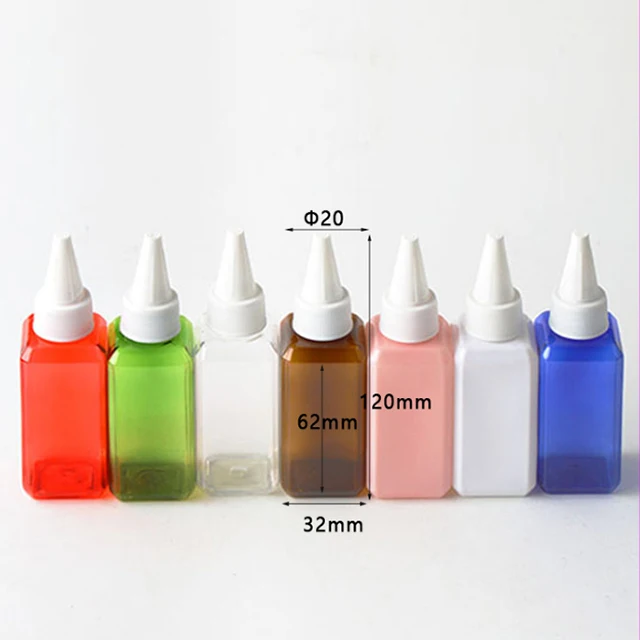 Hengjian 50ml white blue green pink amber red hair care packaging squeeze oil shampoo plastic bottle with twist cap