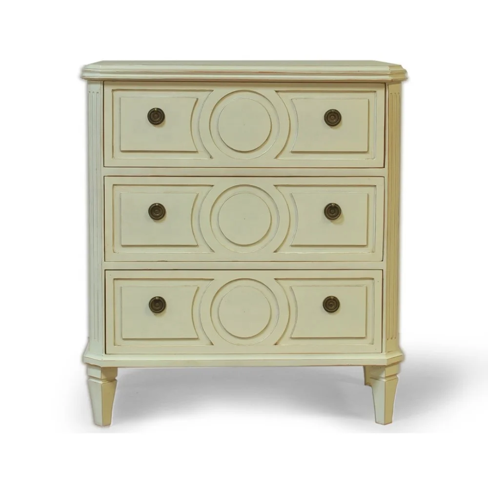 Antique Gustavian Style Commode 3 Drawers White Painted Mahogany Wood