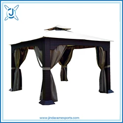 hot sale patio gazebo pavilion good quality aluminium  frame  rattan patio gazebo tents with sun shade canopy and curtains