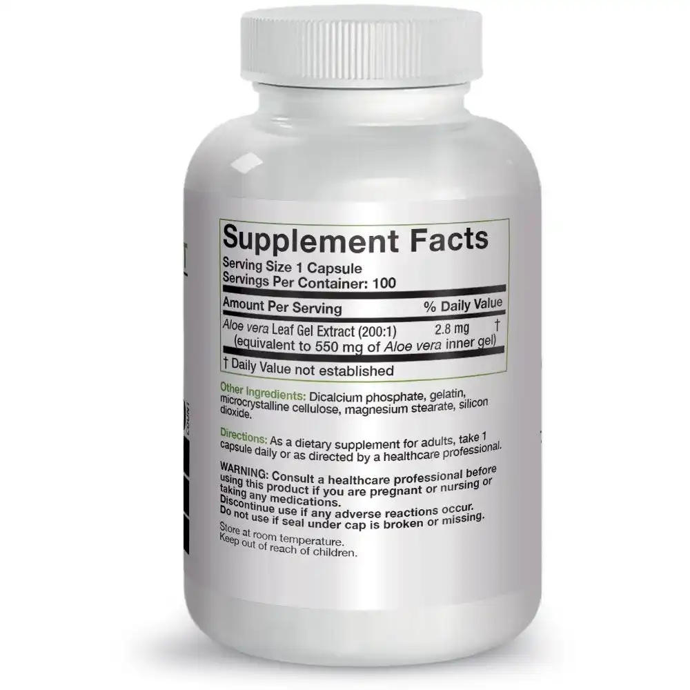 
Natural Aloe Vera Leaf Gel Extract - 2.8 mg - 100 Capsules 