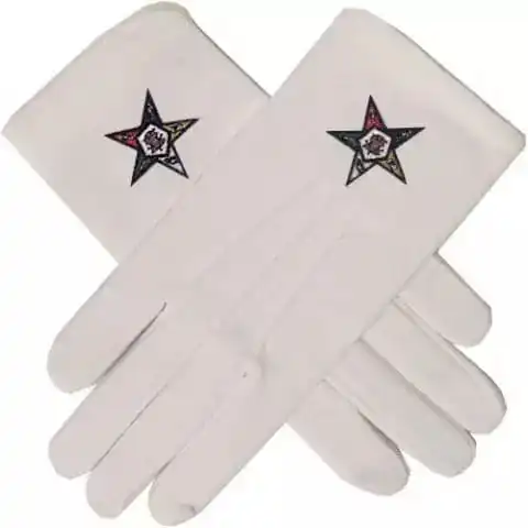 2022 New Style Masonic Gloves 100 % Cotton Gloves White  of the Eastern Star Embroidered OEM Customized