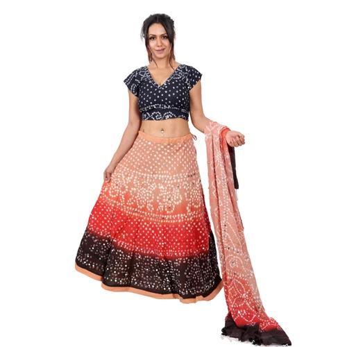 Jaipuri Bandhej Lehenga Choli  Set  For Navratri