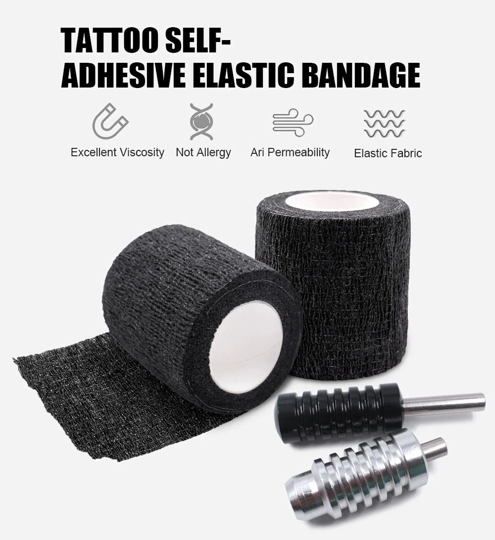 BLUENJOY Popular Tattoo Bandage Skid Resistance and Shock Absorption Self Adhesive Elastic Bandage for Tattoo Grip Wrap Cover