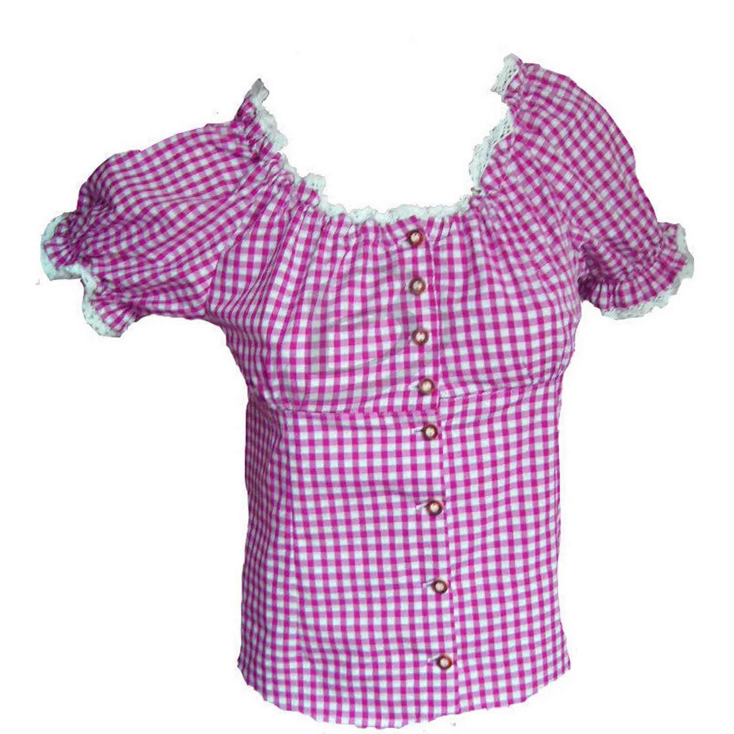 Oktoberfest Women Short Sleeve Shirt Ladies Check Shirts Stripe Summer Top Casual Blouse (German Bavarian Garments Shirts)