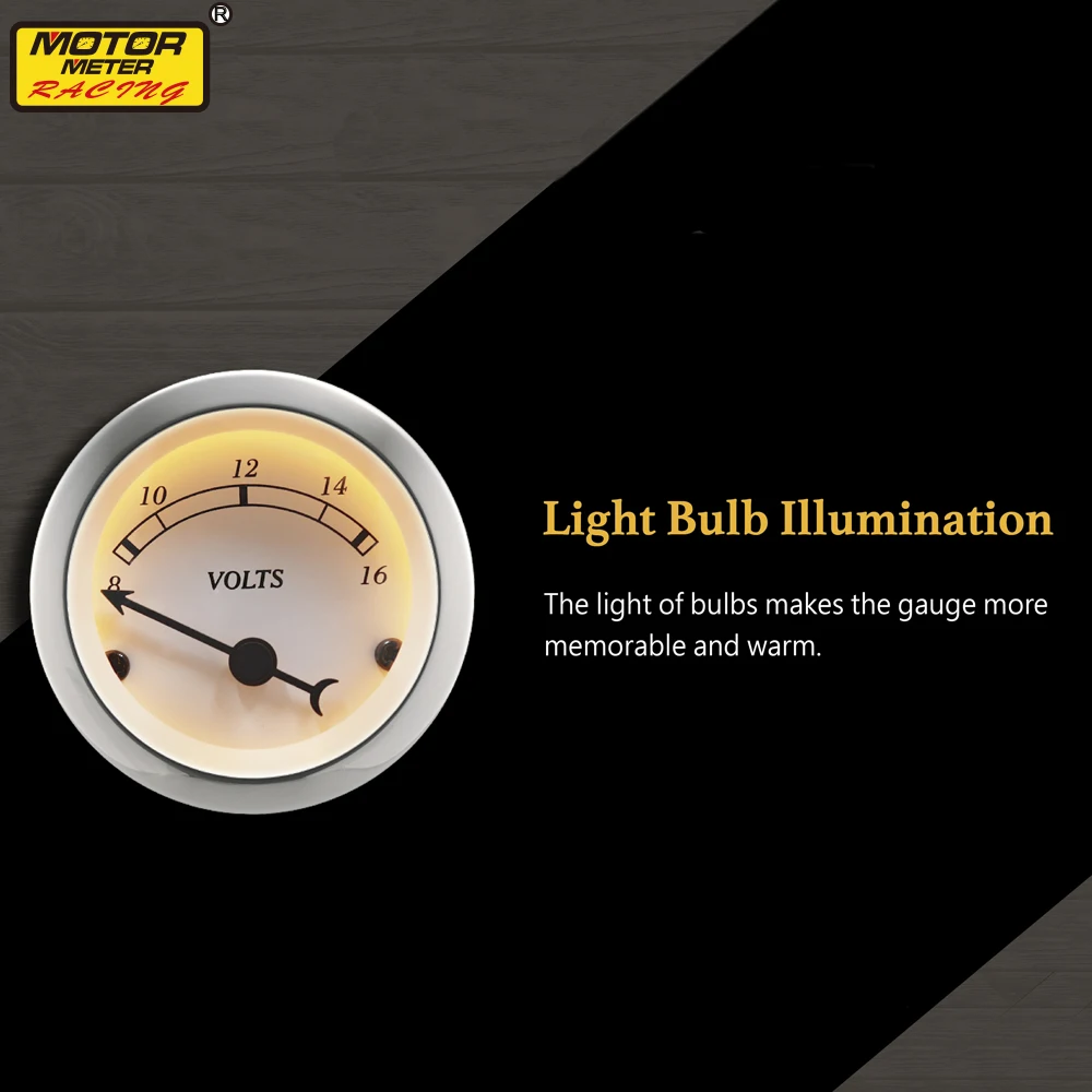 52mm White Face Red Fuel Level Oil Pressure Volt Water Temperature Gauge 85mm RPM Gauge Speedometer MPH F PSI For Car