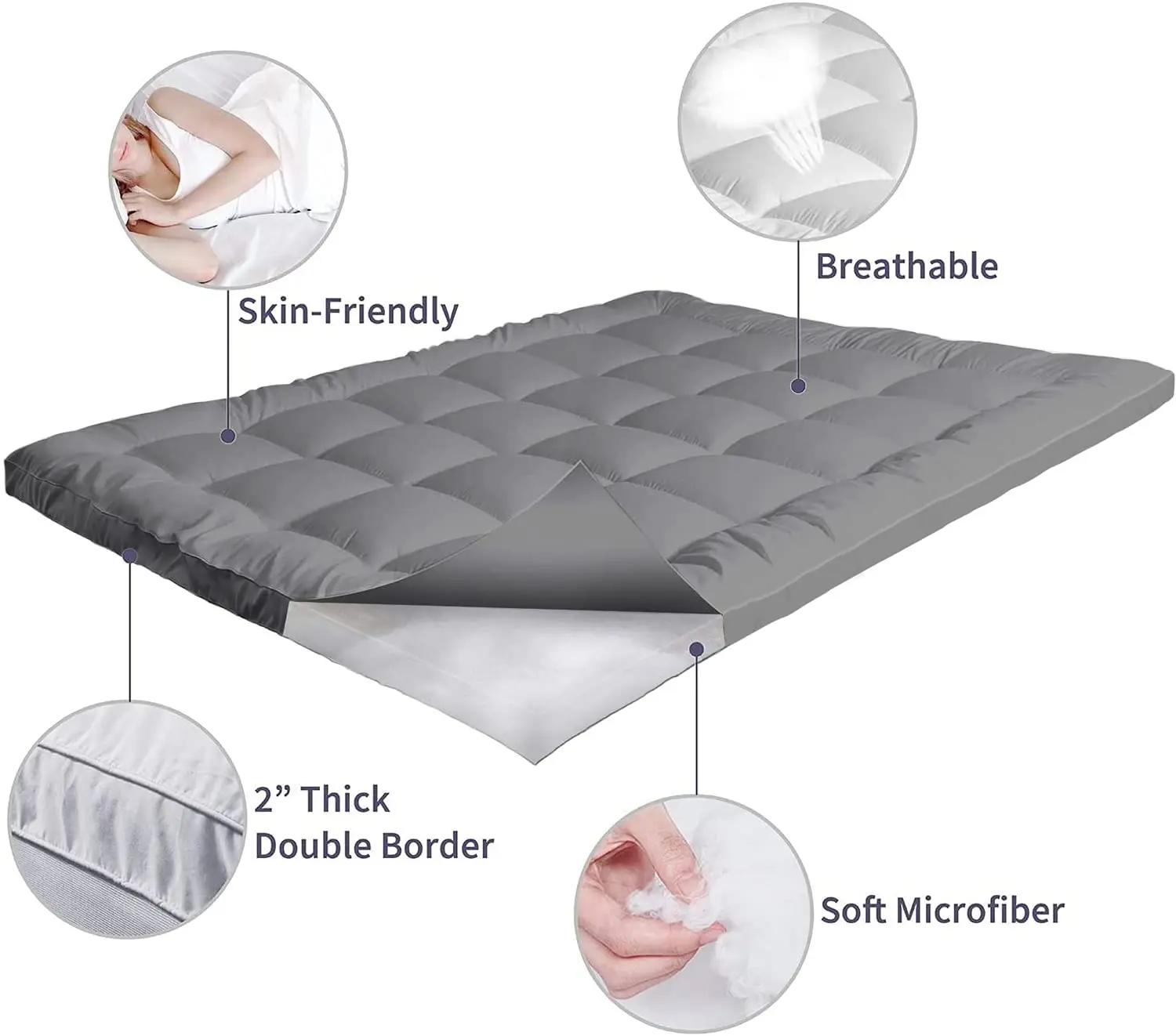 Матрас Topper Экстра толстый растягивается до 8-21 дюймов глубокий карман двойной бортик переполненный стеганый матрас