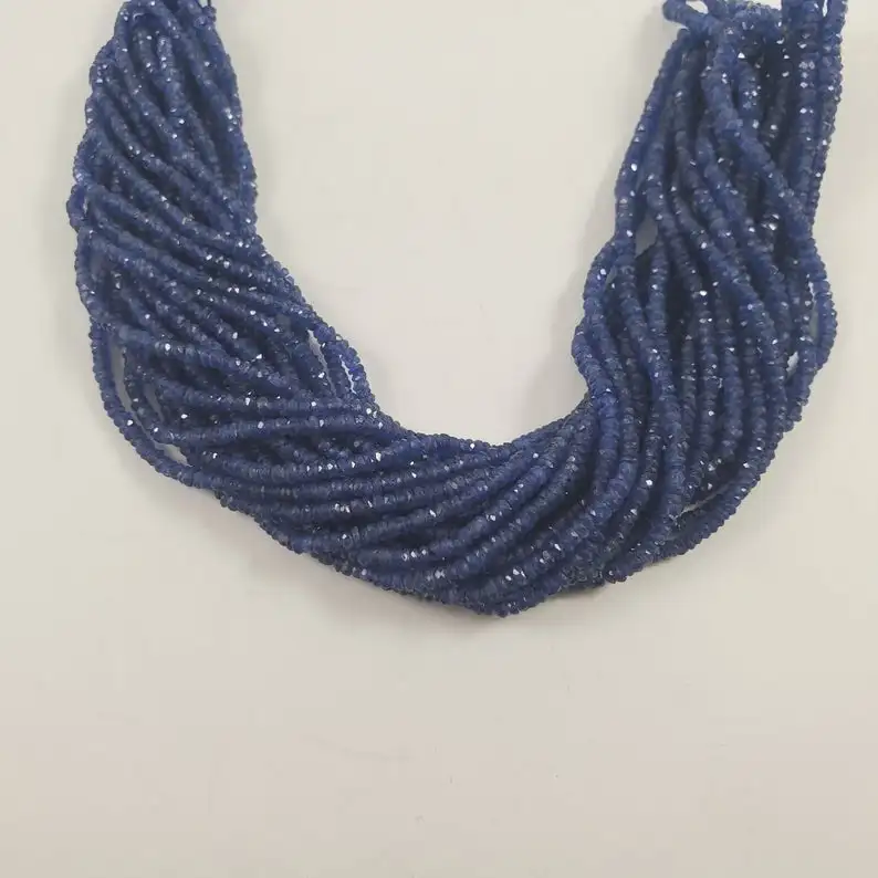  Граненые бусины с синим сапфиром 2-4 мм длиной 16 дюймов для изготовления ювелирных изделий