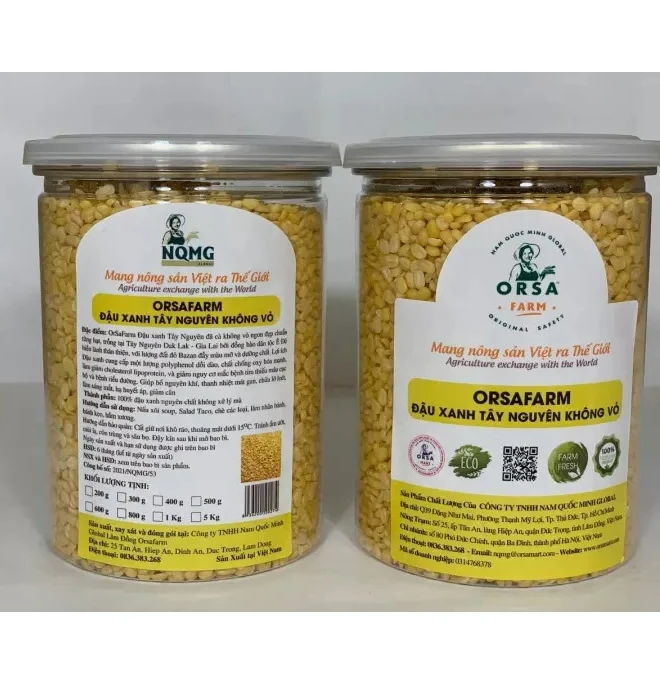 Wholesale OrSaFarm Green Beans without skin 5kg/pack Mung Bean Peeled 2021 High Quality made in Viet Nam