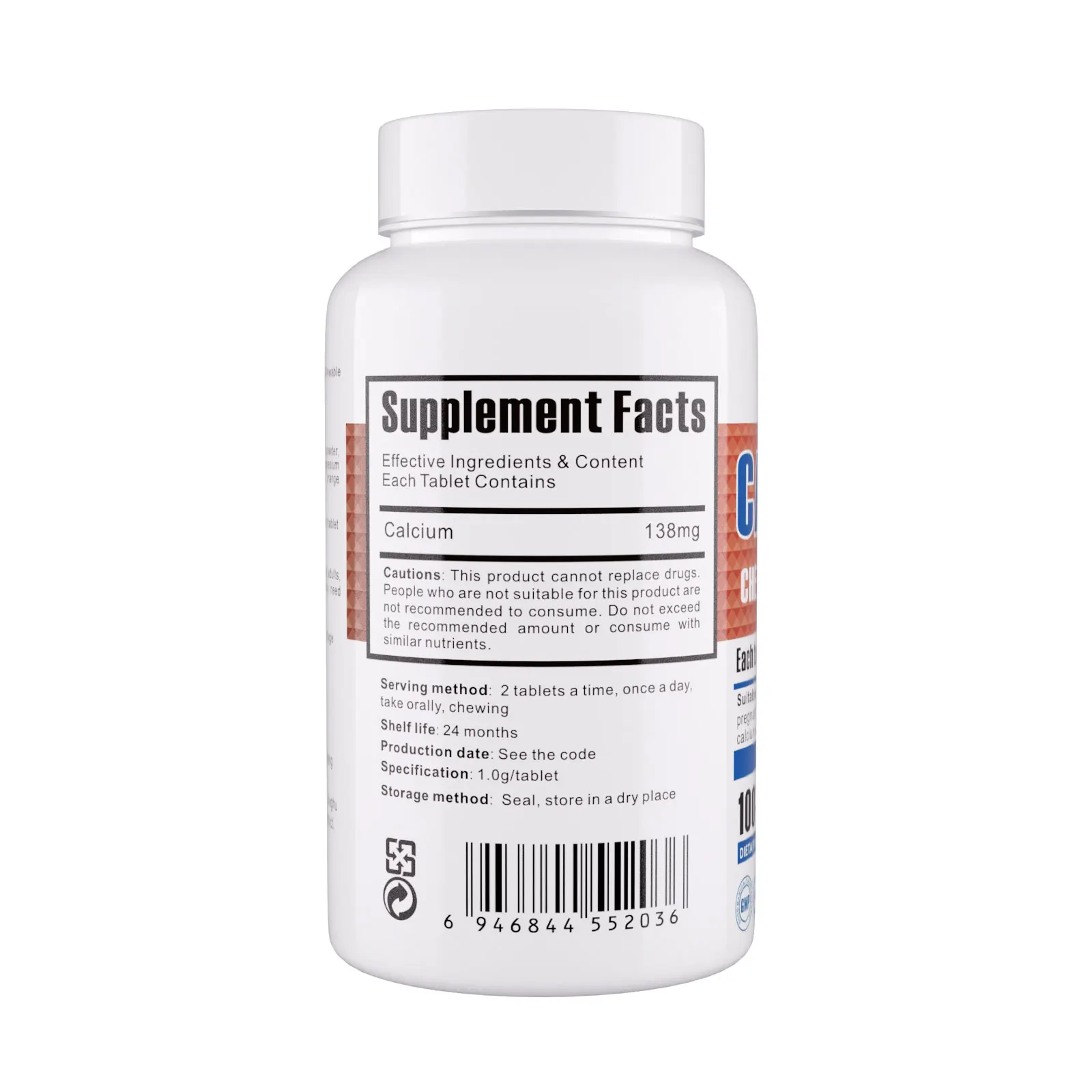 Оптовая цена кальциевые таблетки с индивидуальной этикеткой bottl