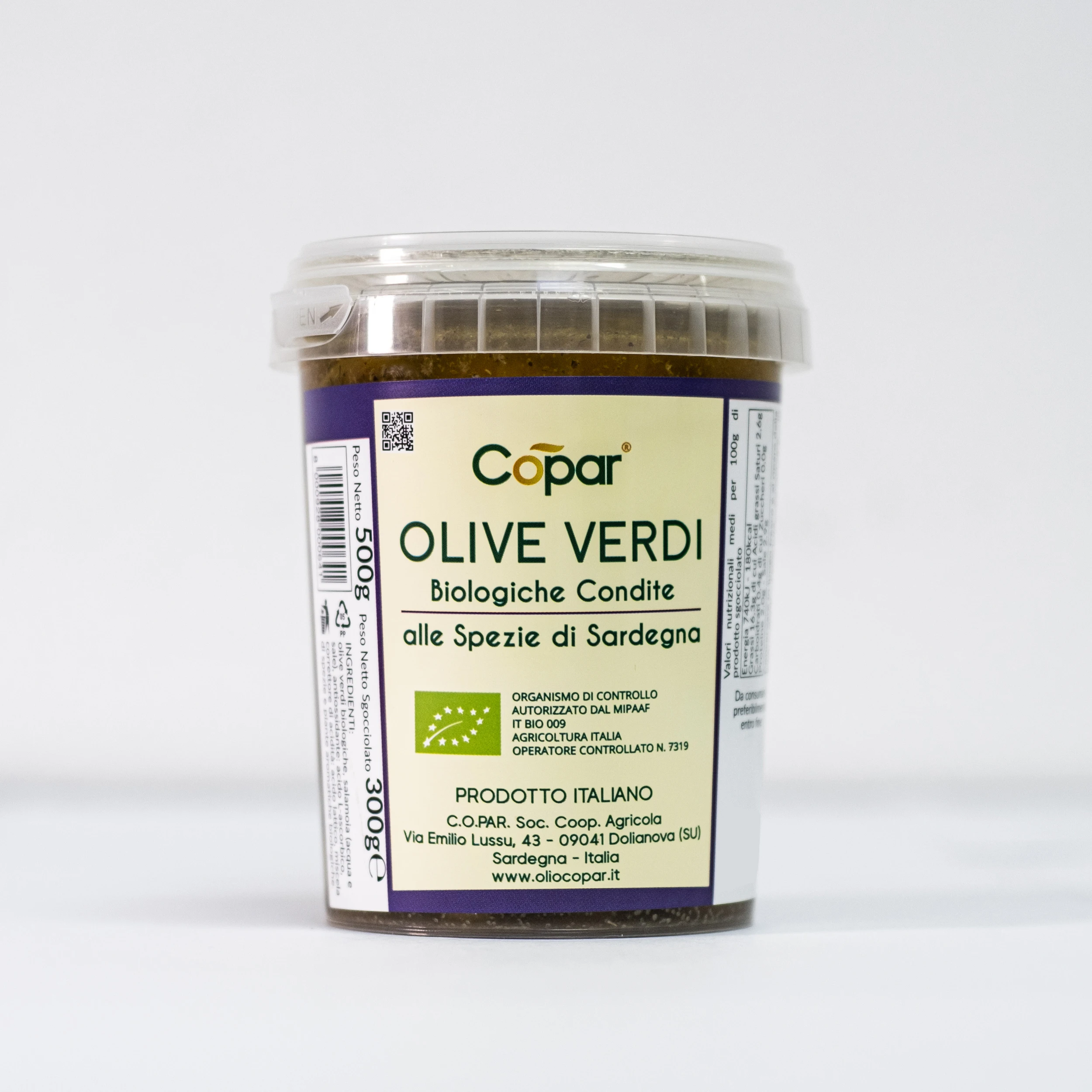 Premium quality Italian organic natural green olives with spices 300 gr plastic jar for export