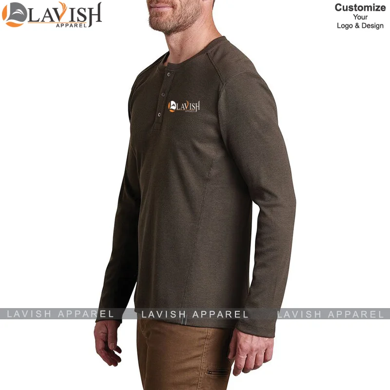 
Unique product Best quality 100% cotton henley t shirt full sleeve custom made by lavish apparel 