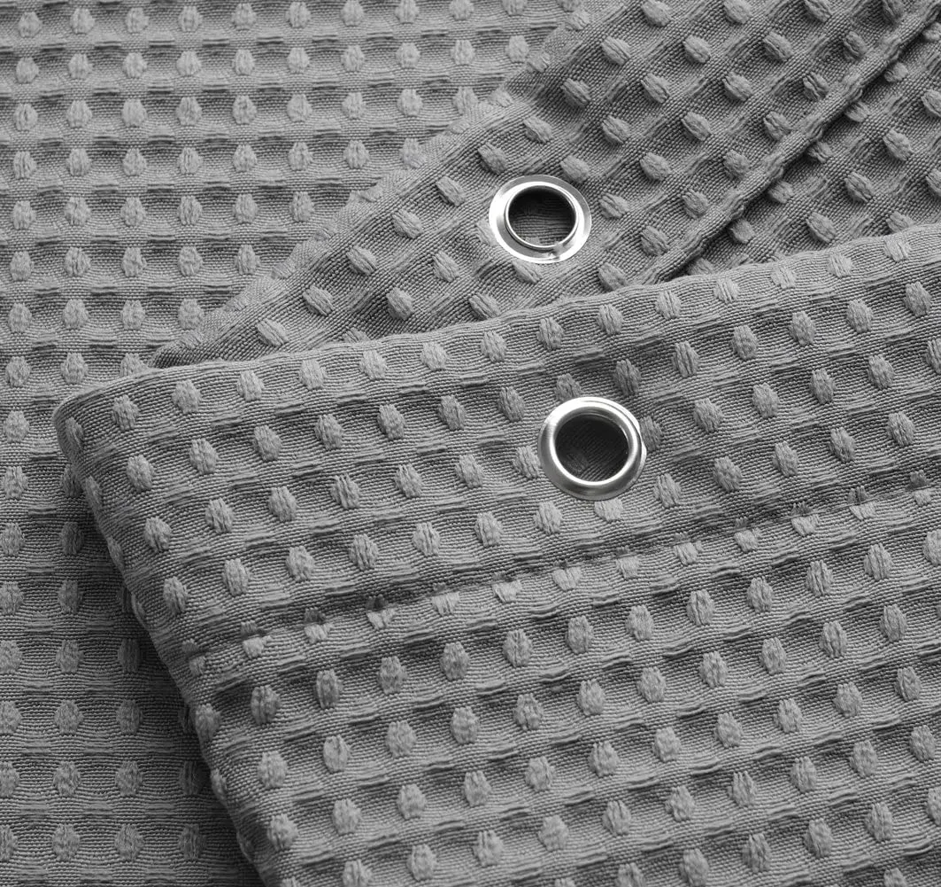 
Waffle Weave Shower Curtain Hotel Luxury Spa 230 G Heavy Duty Fabric 