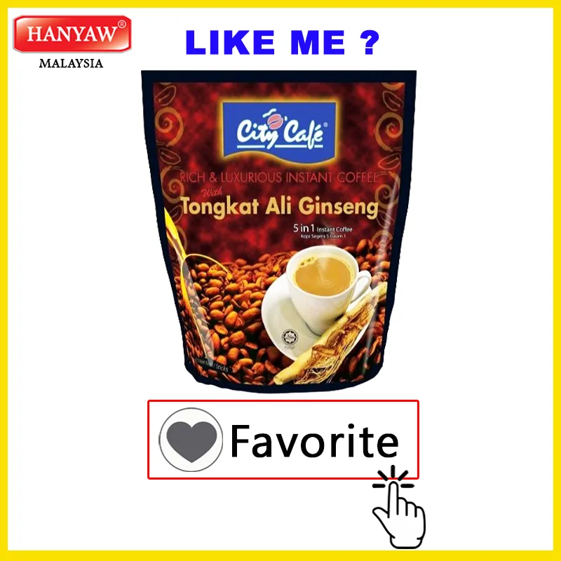 [Malaysia] Fast Shipping + Halal Certified City Cafe  Tongkat Ali Ginseng 5 in 1 ( 20 Bags x 30g x 15 Stick /Ctn )