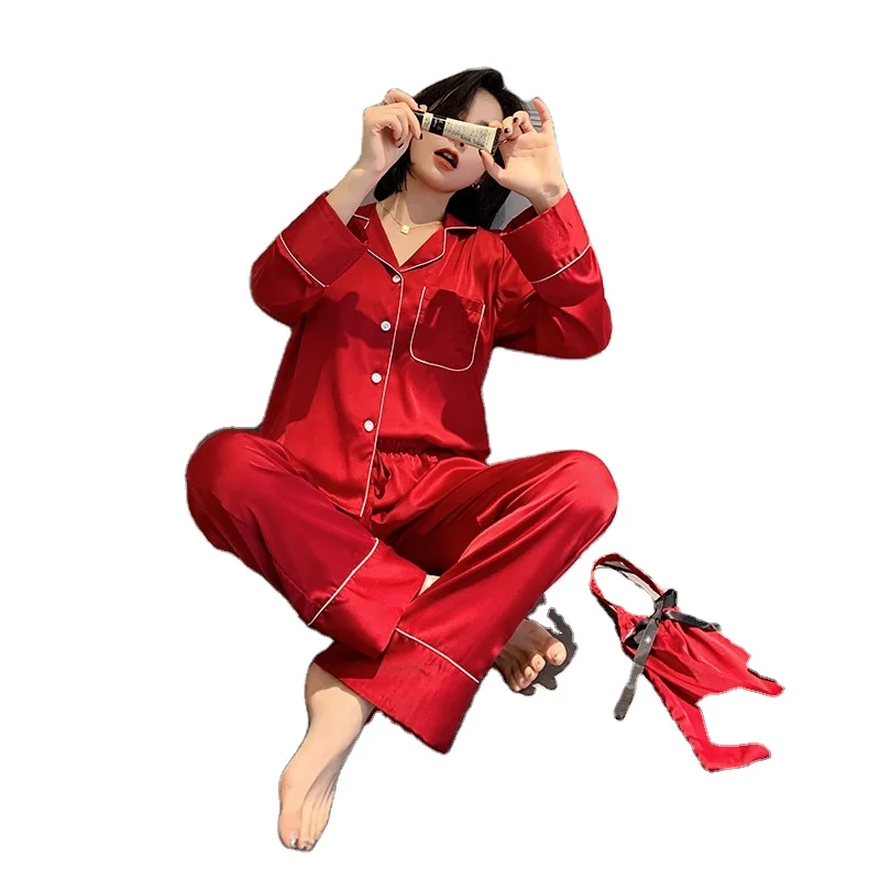 Sleepwear Supplier Satin Pajamas Women Long Sleeve Pyjamas Sleep Wear Sexy Women Polyester / Cotton Custom Private Label Fleece2