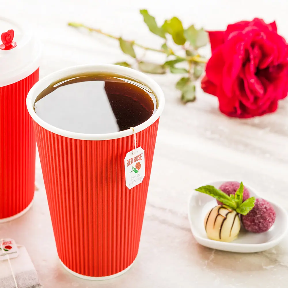 
20 oz Red Paper Coffee Cup - Ripple Wall - 3 1/2
