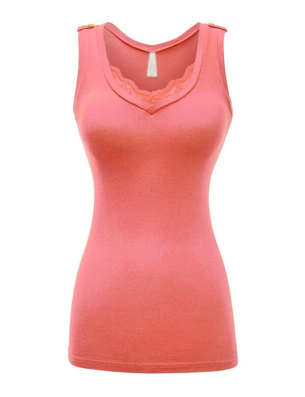  Женская хлопковая эластичная повседневная майка без рукавов OEM Базовая для фитнеса с V-образным вырезом кружевные Дешевые топы женские элегантные желтые Топы