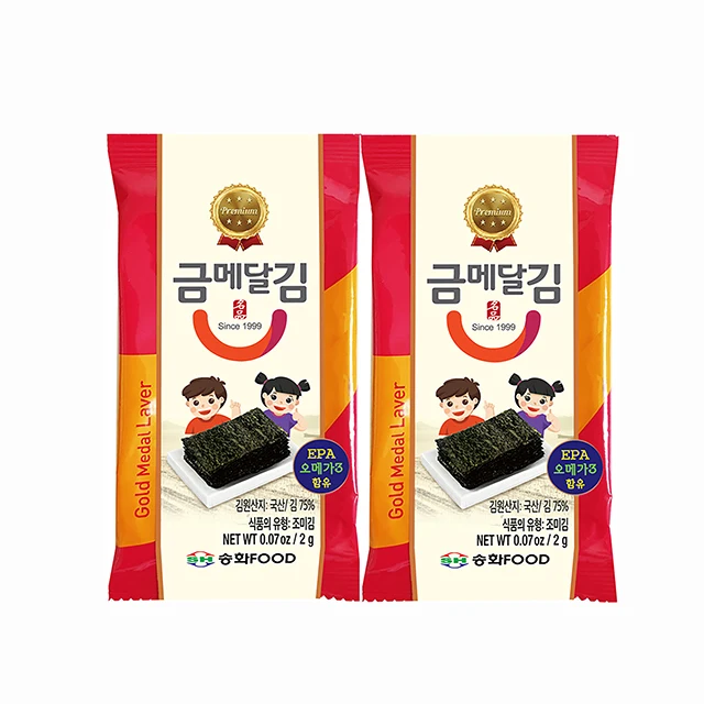 Korean Clean Sea Organic Roasted Child Seaweed Omega3 EPA Crispy Seasoned  Nori Seaweed Snack