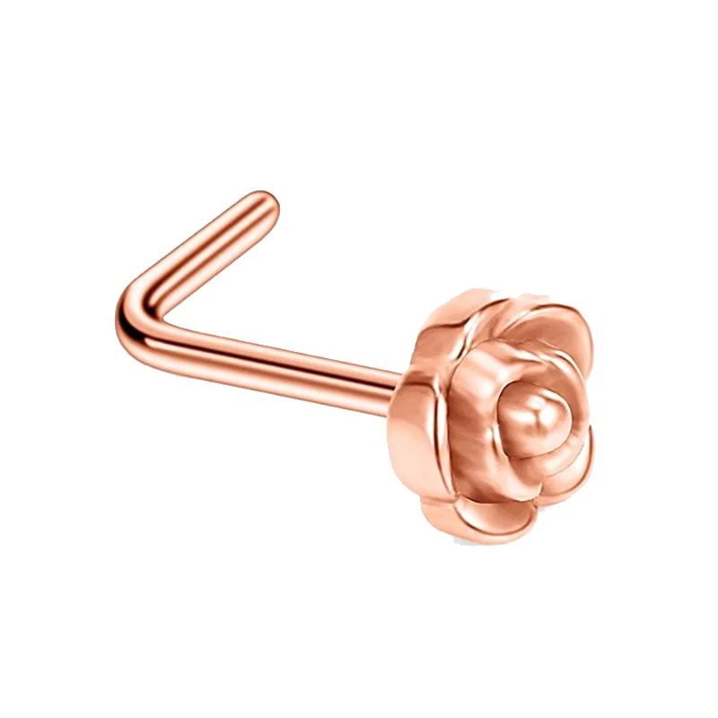 
Stainless Steel 20 Gauge silver gold rose gold flower nose stud ring nose piercing 