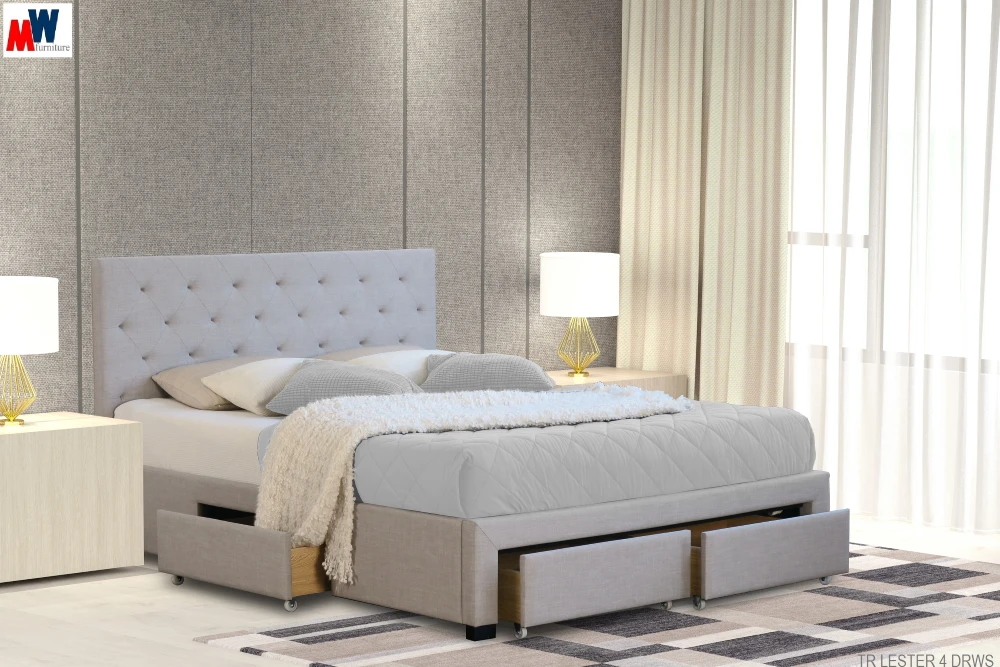 2019 Modern Elegance Design of Lester 4 Drawers King / Queen Beds
