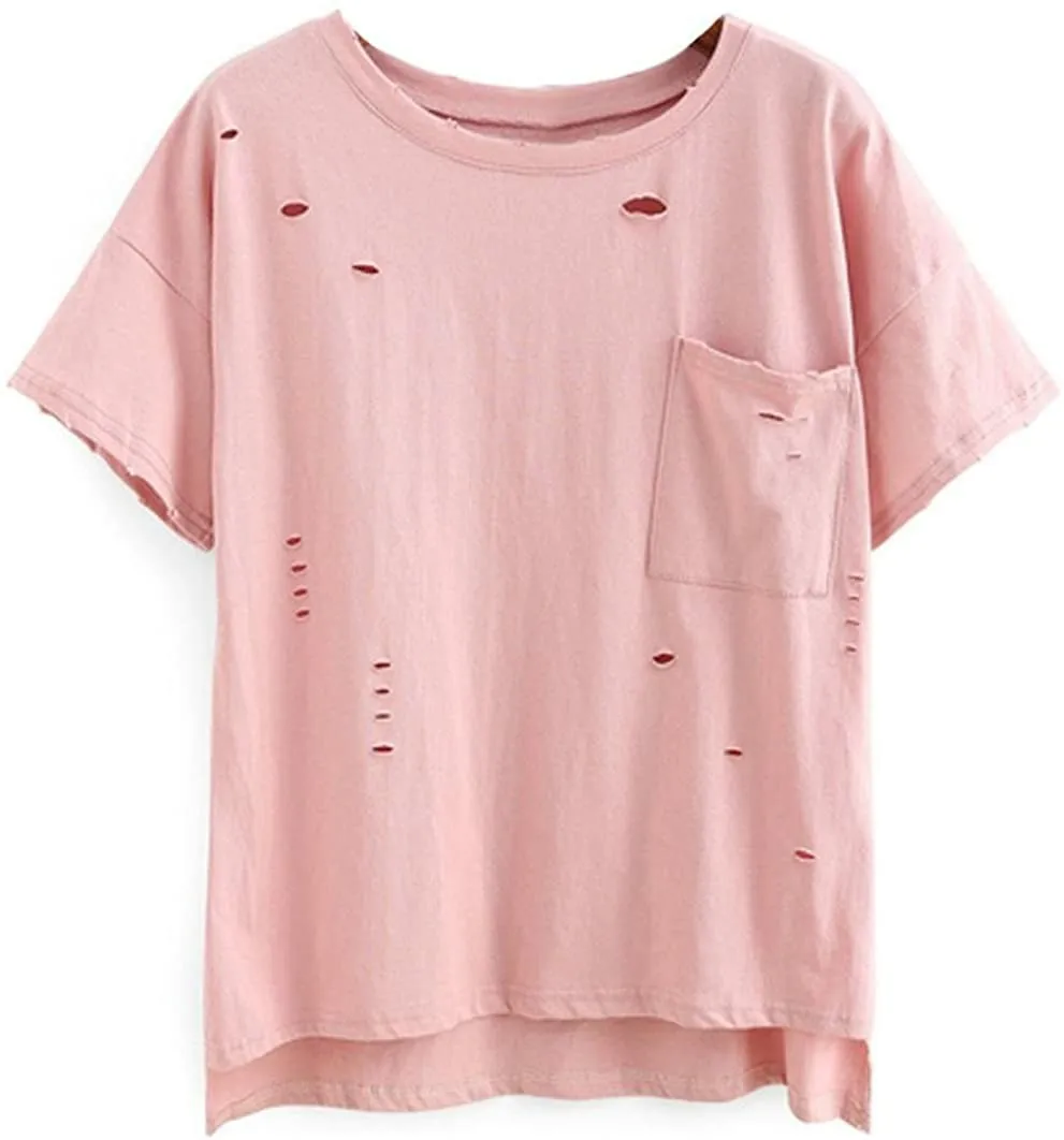ladies distressed t shirts