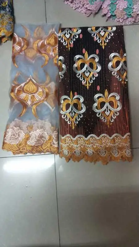 
Designed Swiss Cotton Laces With Embroidery Net Lace Chocolate Color 