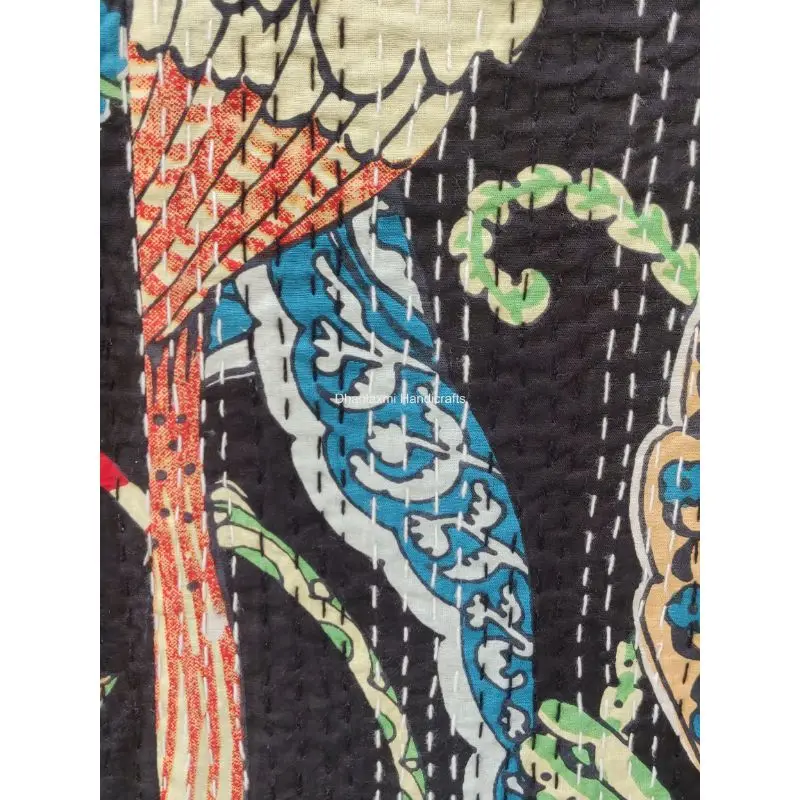 Новое Хлопковое одеяло Kantha ручной работы в индийском стиле небесно-голубого цвета с цветочным принтом красивое домашнее украшение оптом покрывало