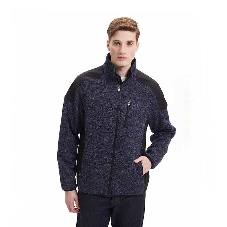 Autumn Men Knitted Fleece Lined Outdoor Softshell Jacket Warm