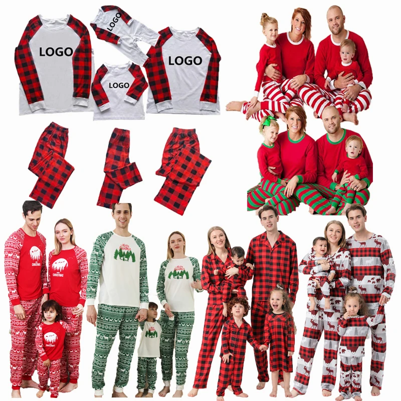 Family Matching Clothes Sets Custom Little elk printing Christmas Pajamas Home Suits