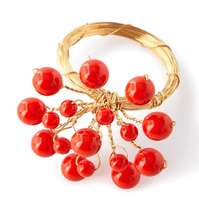 Wholesale Acrylic Napkin Rings with Plastic Color Beads Flower for Table Decoration in Wedding Party at Low Price & MOQ
