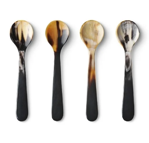 High Quality Buffalo Horn Spoon Natural Handmade Ox Horn Salad Server Cutlery Set Kitchenware And Restaurants Spoon Set