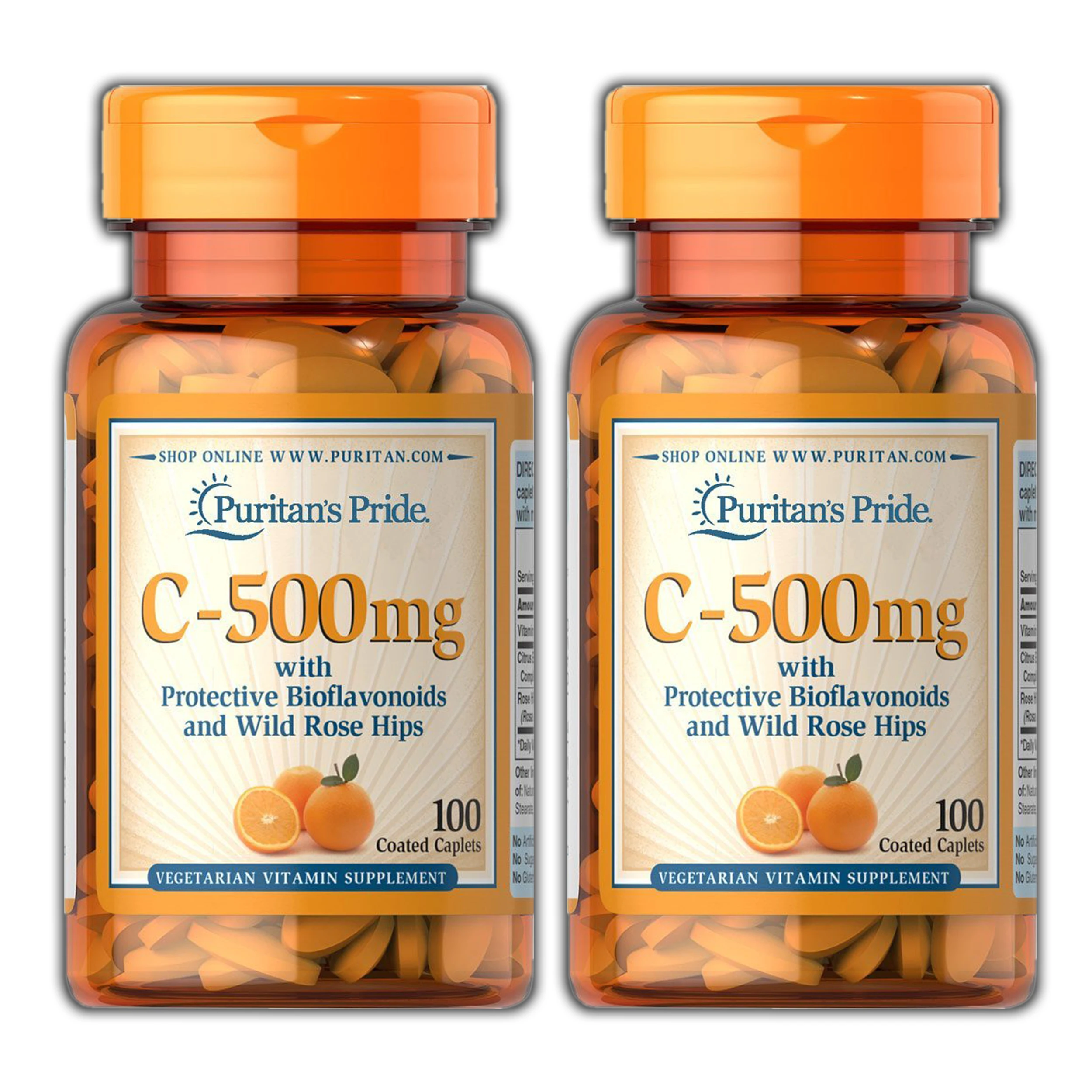 Оптовая продажа Puritan гордость витамин C-500 mg с биофлавоноиды и шиповника 100 Caplets укрепления иммунной медицинские витоминные добавки Сделано в США