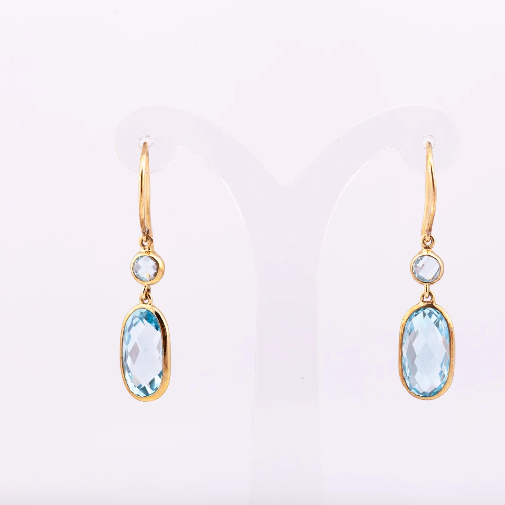 14K gold plated classic sky blue topaz hook earring high quality factory price  from Thailand Manufacturer