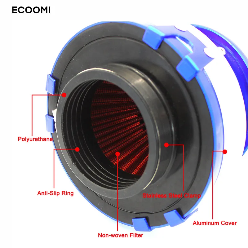 Universal Car Sport Racing Conic Air Filter 76mm Air Intake Filter Box