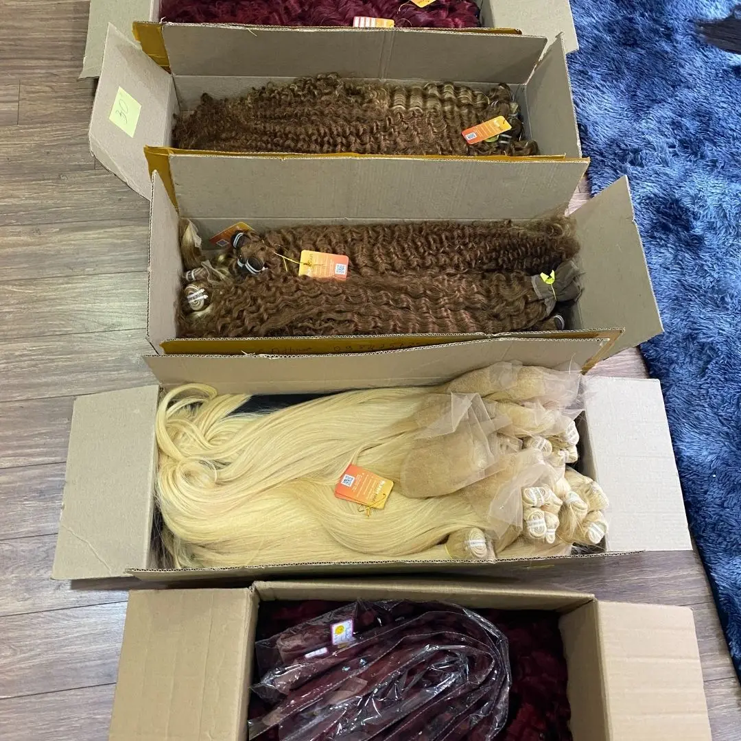 Gorgeous Blonde Super Double Drawn Bulk Human Hair Extension Various styles From Vietnam Hair Factory