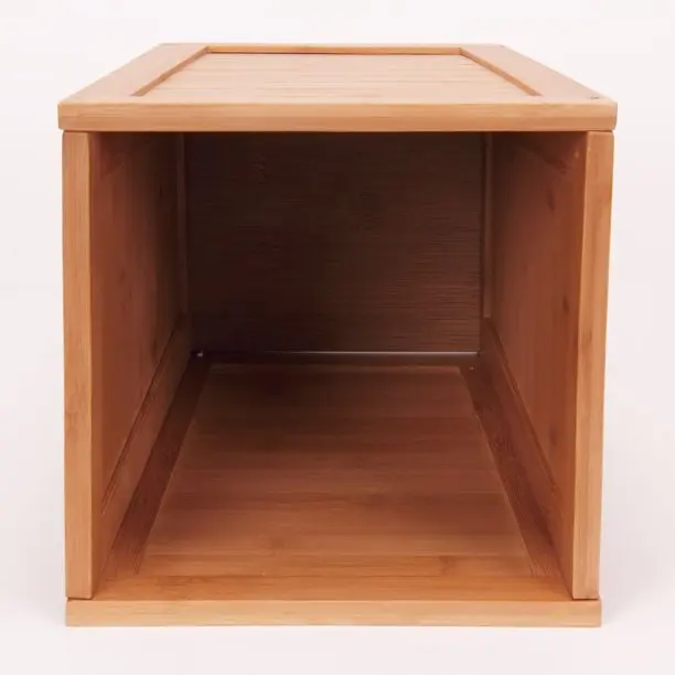 Wooden Bamboo Trash Can in square shape with open lid for home/office/bathroom/powder room in natural finishing in wholesale