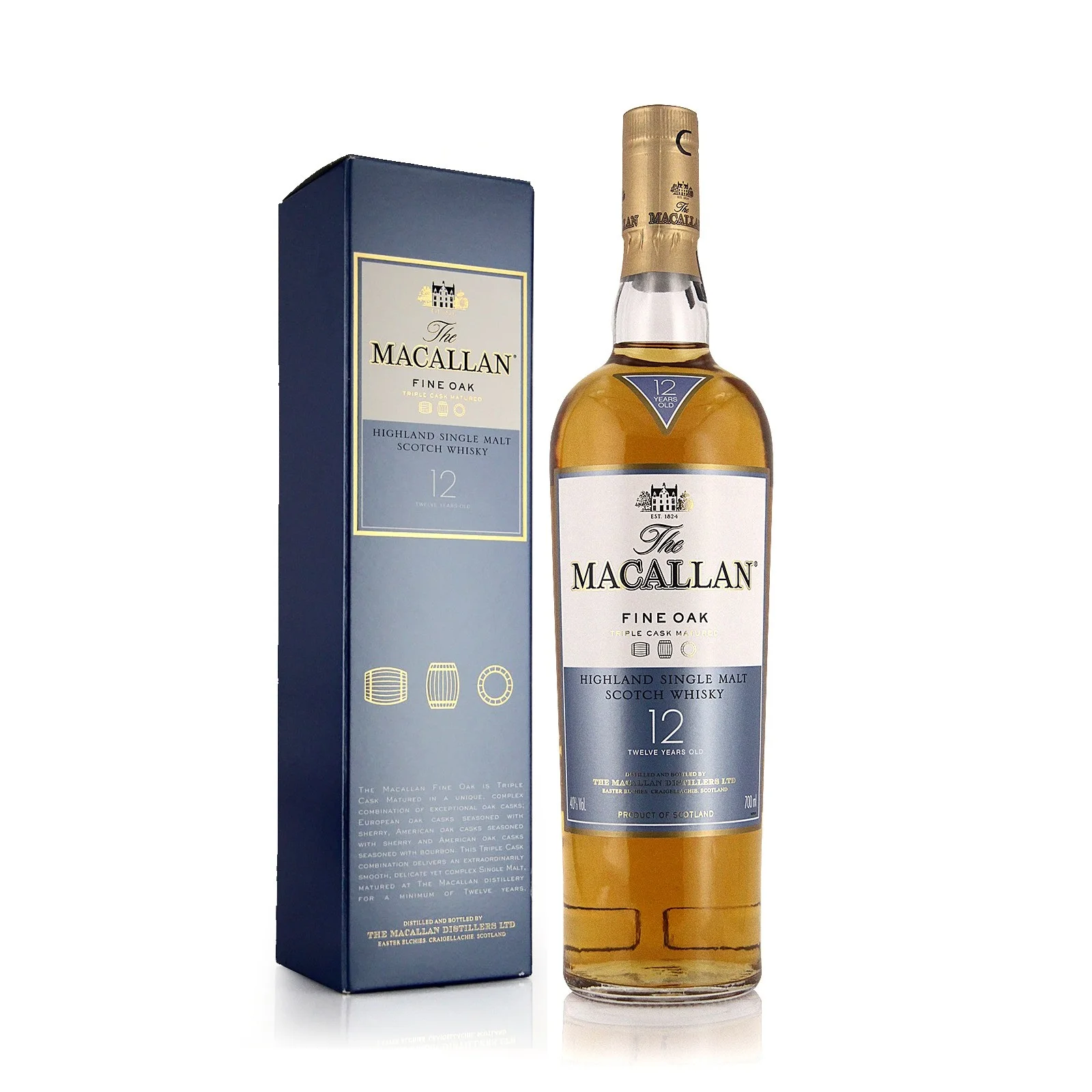 AUTHENTIC 12 YEAR-OLD 700ML PREMIUM SCOTTISH MACALLAN FINE OAK WHISKY
