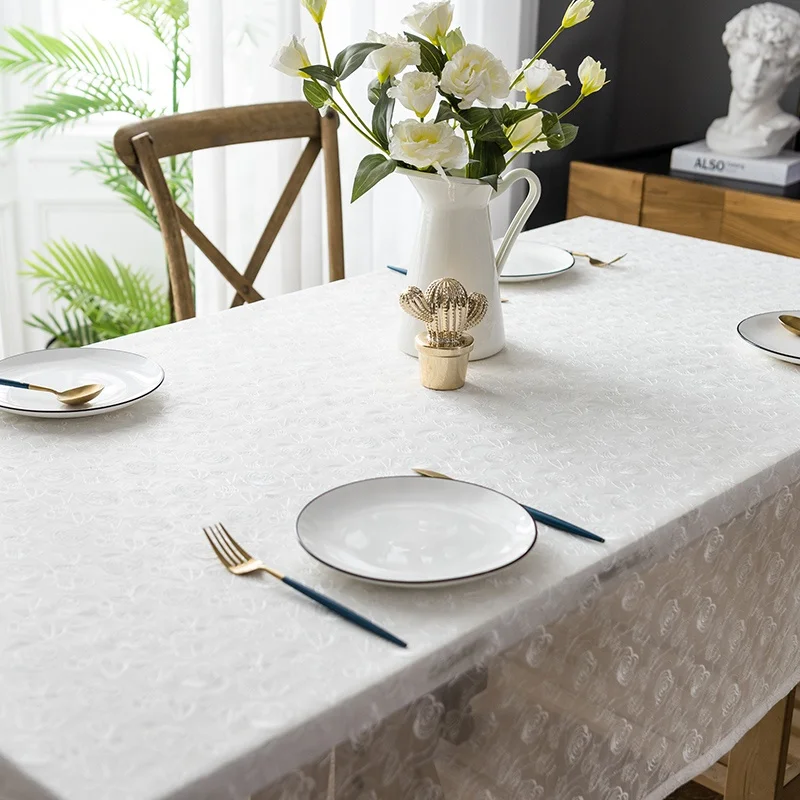 
Customized elegant white lace table clothes cover for wedding 