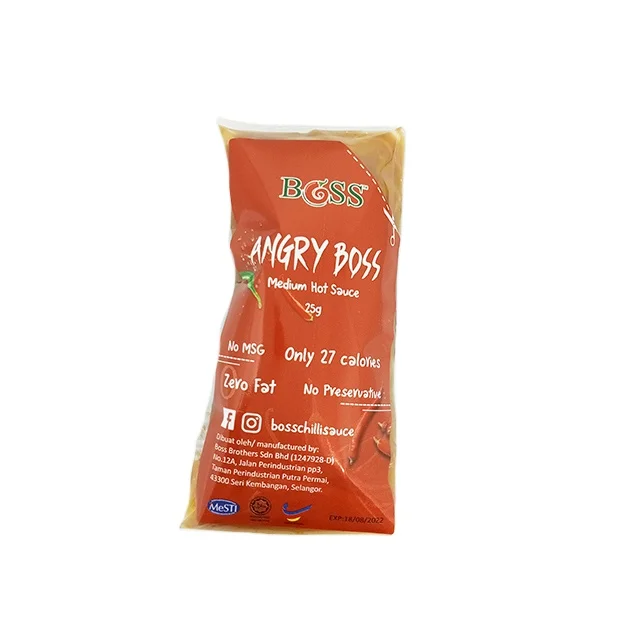 Malaysia top chili sauce supplier 25g OEM  gluten free chili sauce Medium Spicy and Medium Hot chili sauce for restaurant