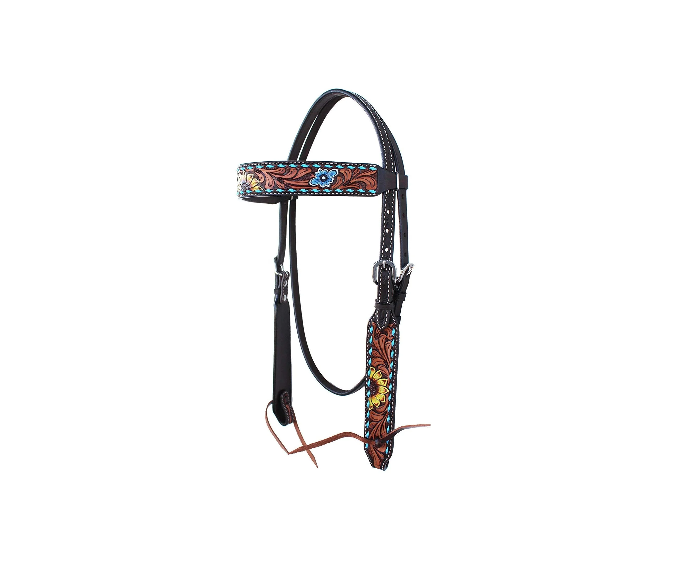 Horse Western Tack Tooled Brow band Leather Bridle Headstall